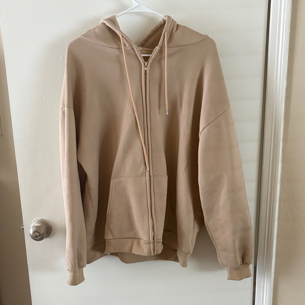 Tan Zip-Up Hoodie